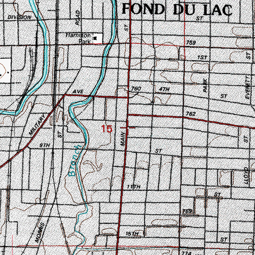 Topographic Map of Fond du Lac, WI