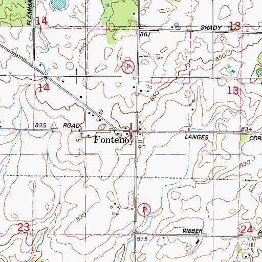 Topographic Map of Fontenoy, WI