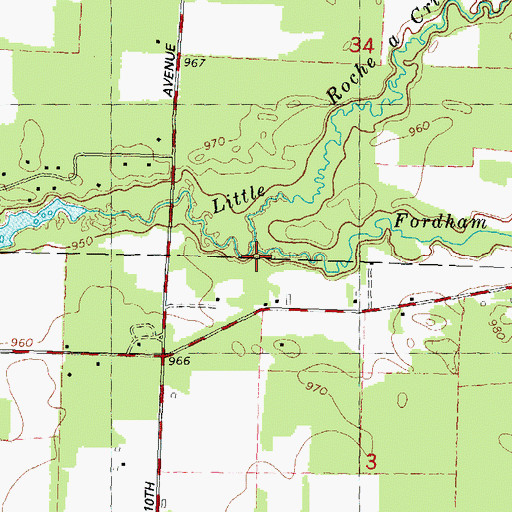 Topographic Map of Fordham Creek, WI