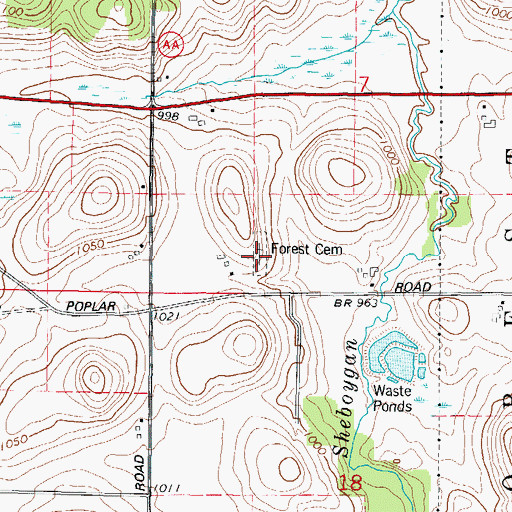 Topographic Map of Forest Cemetery, WI