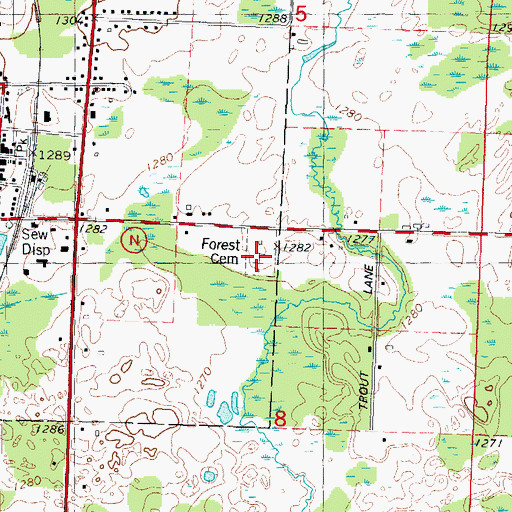 Topographic Map of Forest Cemetery, WI