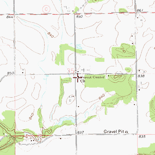 Topographic Map of Forest Center Church of the Nazarene, WI