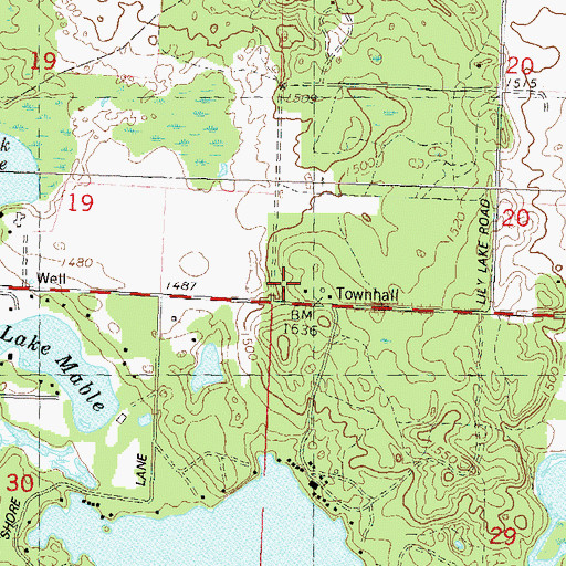 Topographic Map of Forest City School, WI