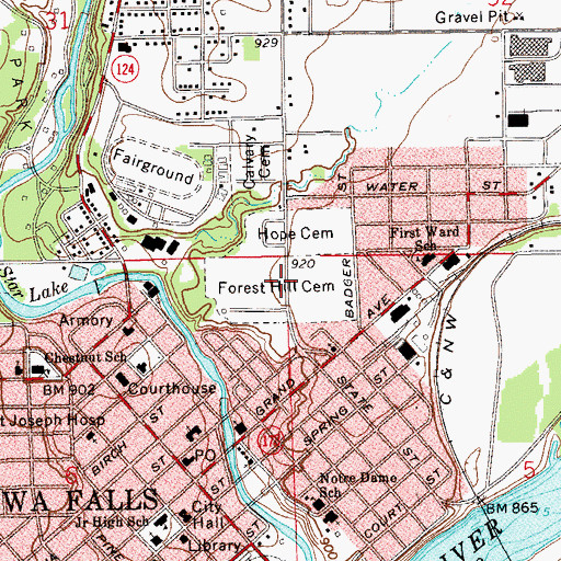 Topographic Map of Forest Hill Cemetery, WI