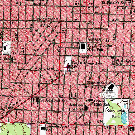 Topographic Map of Forest Home Elementary School, WI