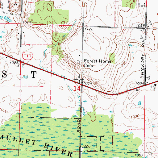 Topographic Map of Forest Home Cemetery, WI