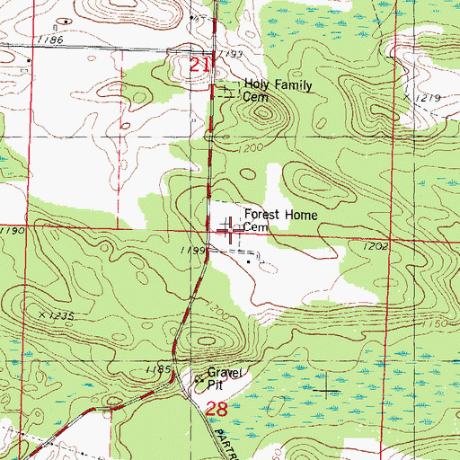 Topographic Map of Forest Home Cemetery, WI