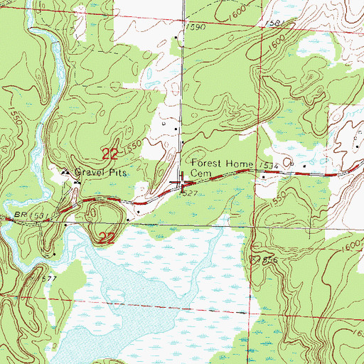 Topographic Map of Forest Home Cemetery, WI