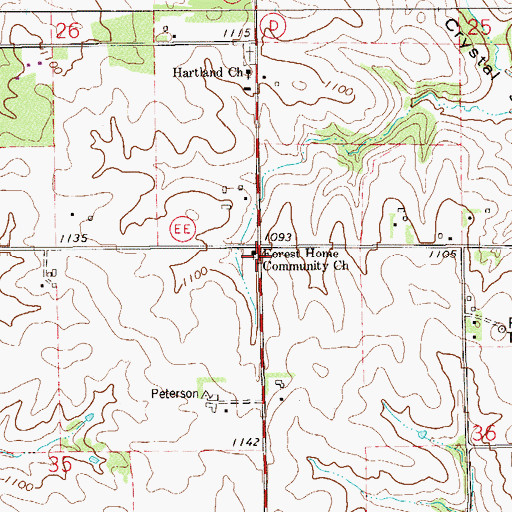 Topographic Map of Forest Home Community Church, WI