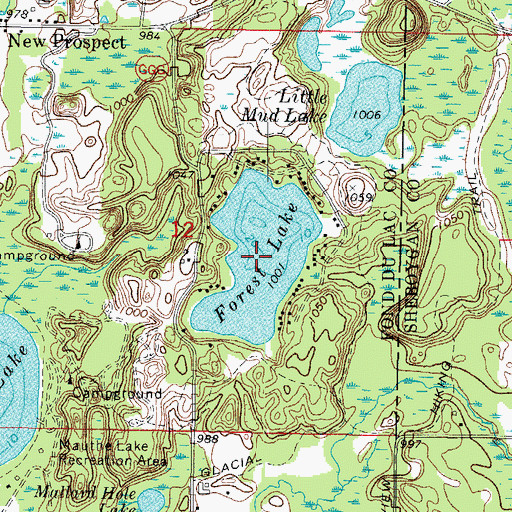 Topographic Map of Forest Lake, WI