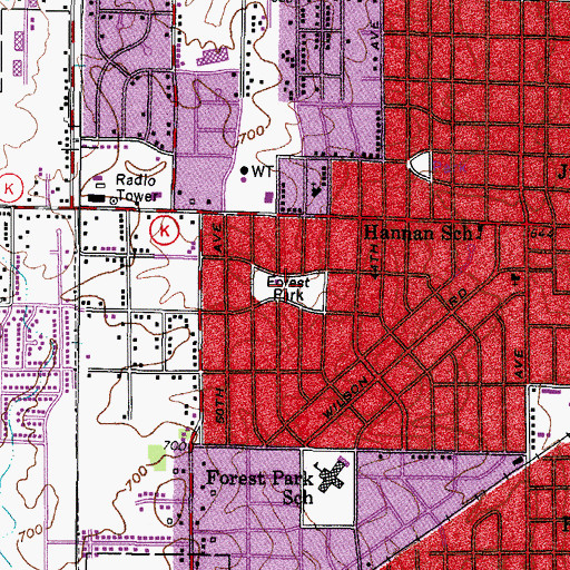 Topographic Map of Forest Park, WI