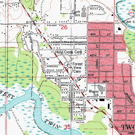 Topographic Map of Forest View Cemetery, WI