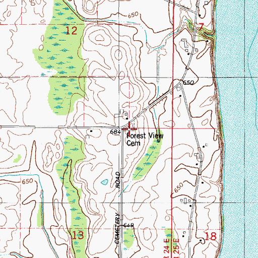 Topographic Map of Forest View Cemetery, WI
