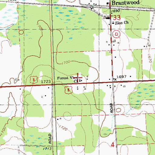Topographic Map of Forest View Church, WI