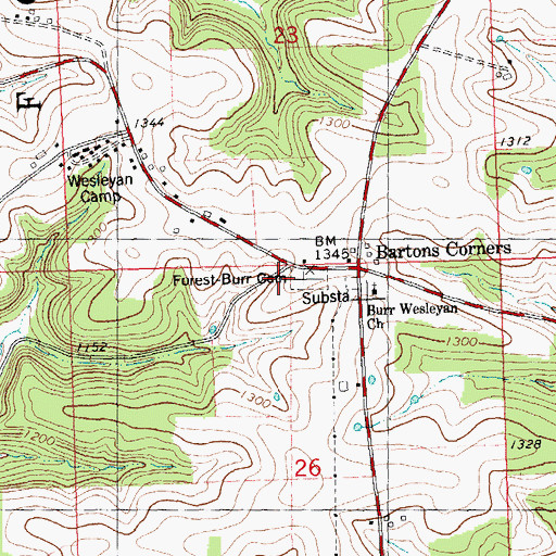 Topographic Map of Forest-Burr Cemetery, WI