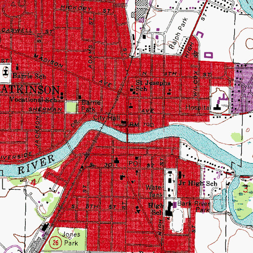 Topographic Map of Fort Atkinson, WI