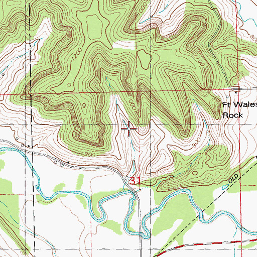 Topographic Map of Fort Wales Rock, WI