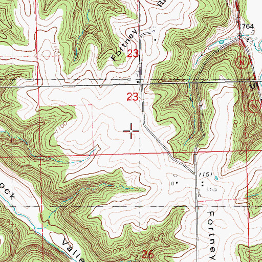 Topographic Map of Fortney Ridge, WI