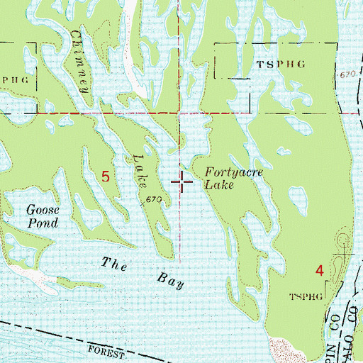 Topographic Map of Fortyacre Lake, WI
