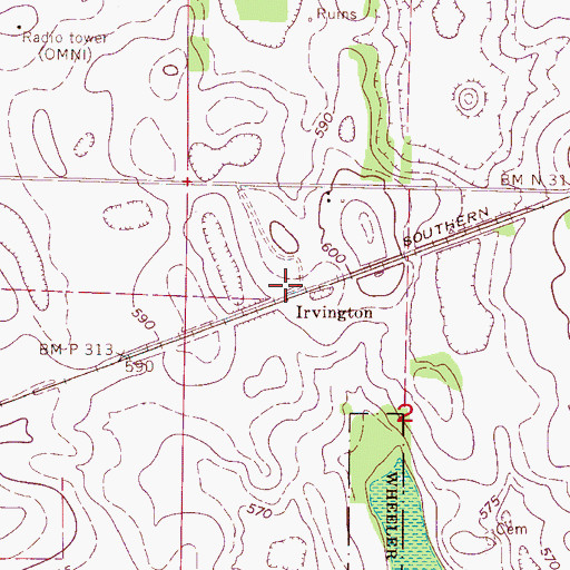 Topographic Map of Irvington, AL