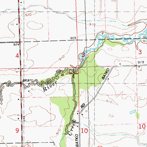 Topographic Map of Fountain Creek, WI