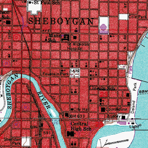 Topographic Map of Fountain Park, WI