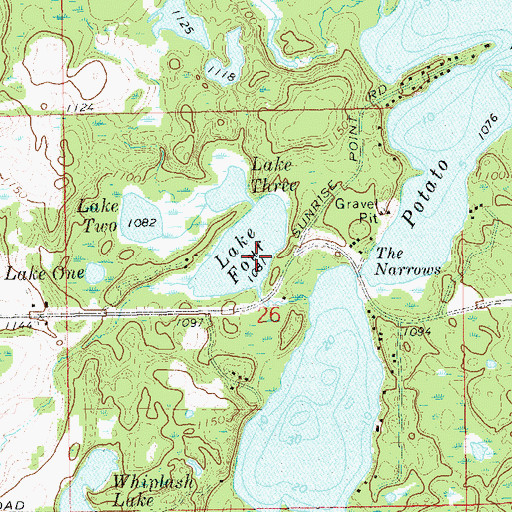 Topographic Map of Lake Four, WI