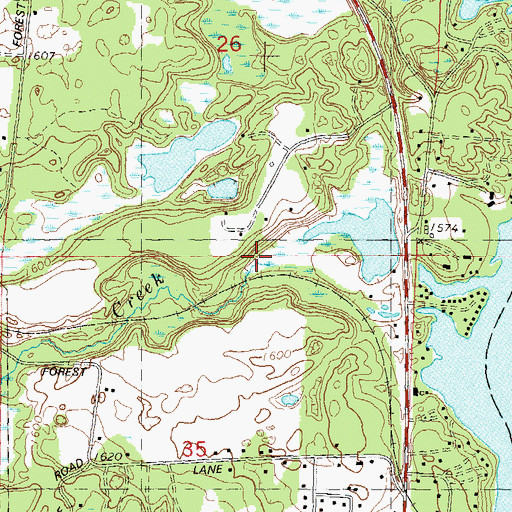 Topographic Map of Fourmile Creek, WI