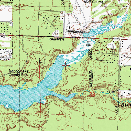 Topographic Map of Fourmile Creek, WI