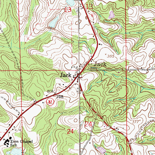 Topographic Map of Jack, AL