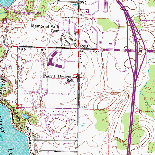 Topographic Map of Fourth District School, WI