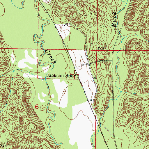 Topographic Map of Jackson Spur, AL