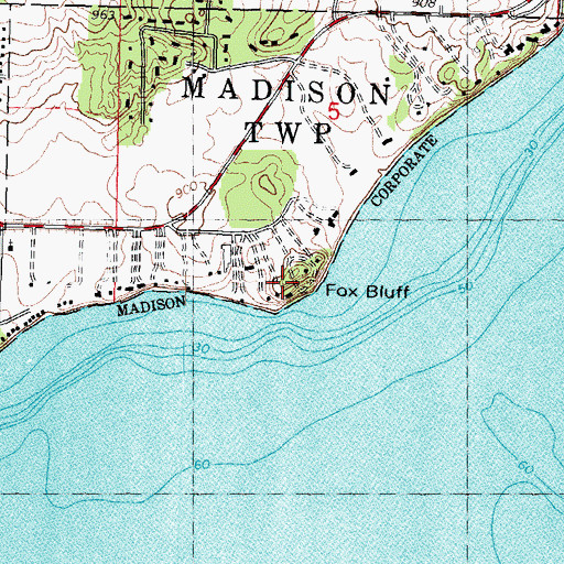 Topographic Map of Fox Bluff, WI