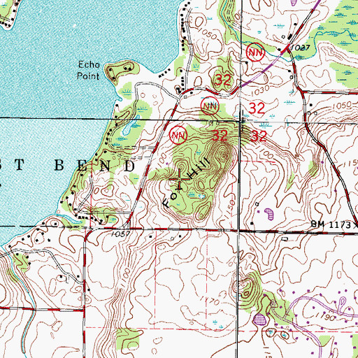 Topographic Map of Fox Hill, WI