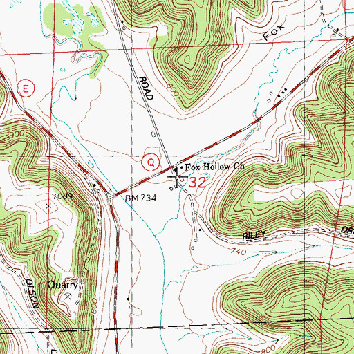 Topographic Map of Fox Hollow Church, WI