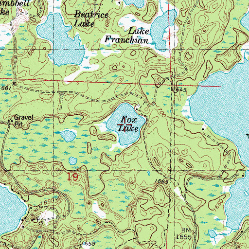 Topographic Map of Fox Lake, WI