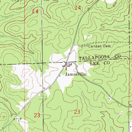 Topographic Map of Jamesville, AL