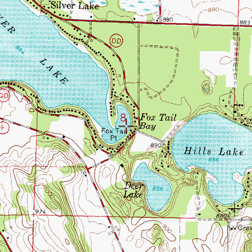 Topographic Map of Fox Tail Bay, WI