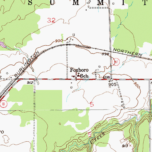 Topographic Map of Foxboro School, WI