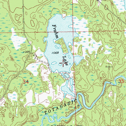 Topographic Map of Frahm Lake, WI