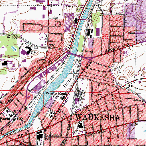 Topographic Map of Frame Park, WI