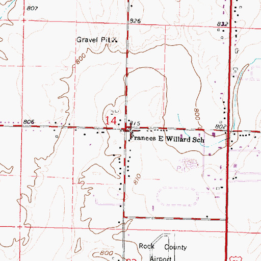 Topographic Map of Frances E Willard School, WI