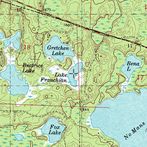 Topographic Map of Lake Franchian, WI
