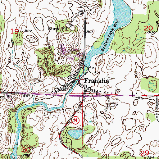 Topographic Map of Franklin, WI