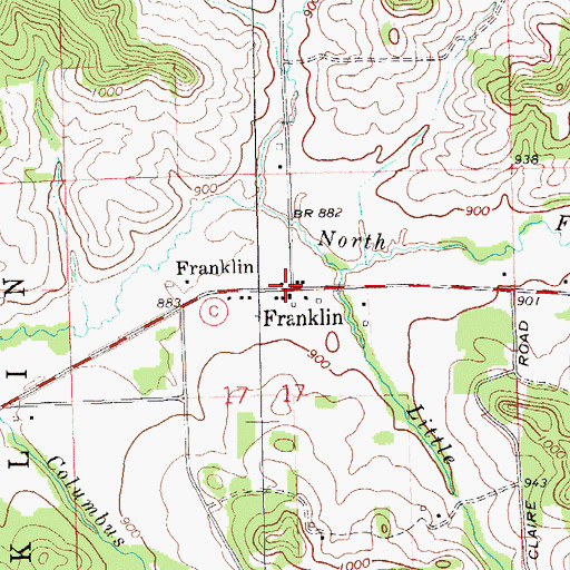 Topographic Map of Franklin, WI