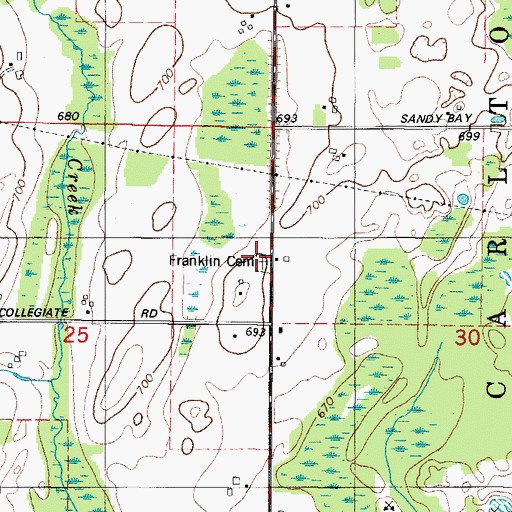 Topographic Map of Franklin Cemetery, WI