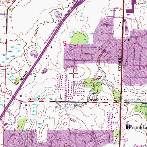 Topographic Map of Ben Franklin Elementary School, WI
