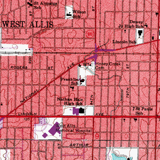 Topographic Map of Franklin Elementary School, WI