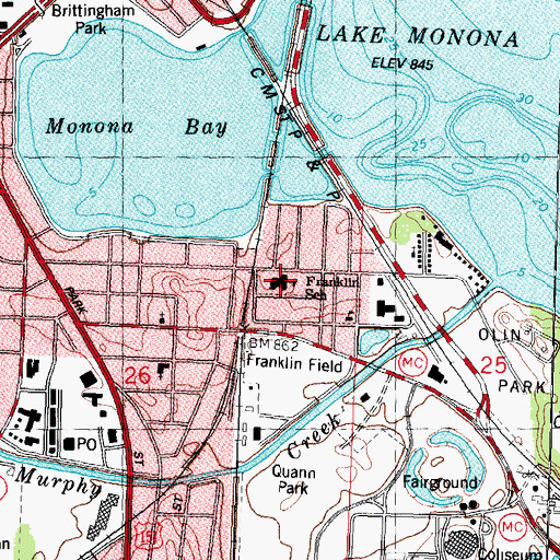 Topographic Map of Franklin Elementary School, WI