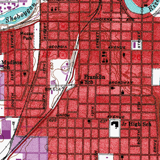 Topographic Map of Franklin School, WI